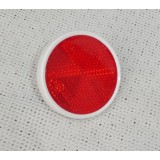 ODRAZOVÉ SKLO ČERVENÉ - SE ŠROUBEM  (PRŮMĚR 60MM) - BÍLÝ LEM